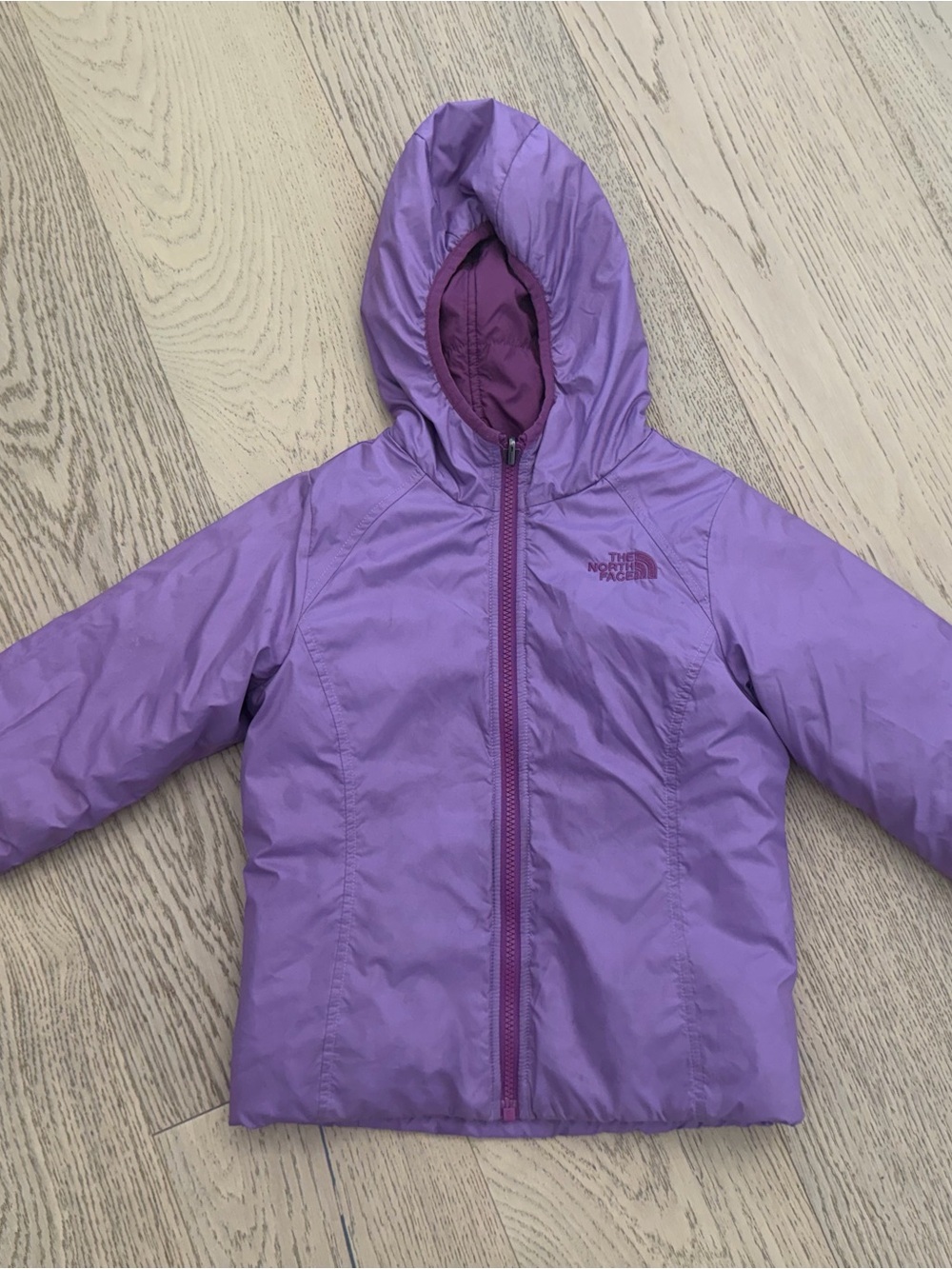 The North Face Kids Purple Hooded Puffer Jacket